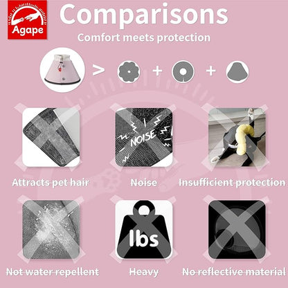 Agape Soft Dog Cone for Small Dogs & Cats, Comfy Dogs Recovery Collar After Surgery, Adjustable E Collar Alternative to Stop Licking, Protective Elizabethan Collars for Pup, Comfortable Dog Cones