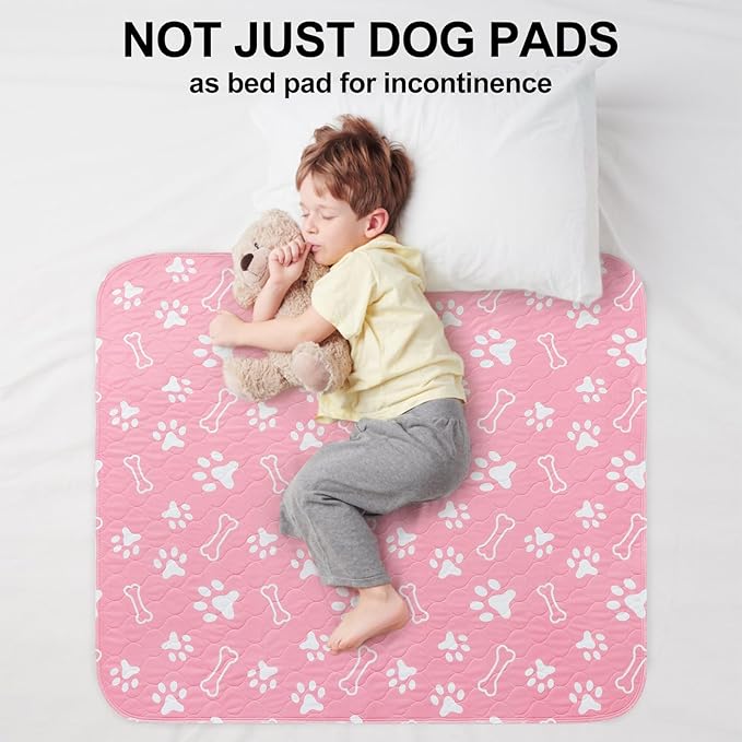 BEAUTYZOO Washable Pee Pads for Dogs, 72" x 72" Extra Large Reusable Puppy Pads, Absorbent Potty Training Dog Mats, Non-Slip Pet Whelping Pads for Incontinence, Housebreak, Crate, Bed, Playpen, Pink