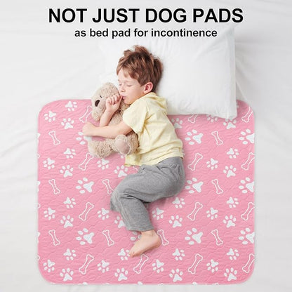 BEAUTYZOO Washable Pee Pads for Dogs, 72" x 72" Extra Large Reusable Puppy Pads, Absorbent Potty Training Dog Mats, Non-Slip Pet Whelping Pads for Incontinence, Housebreak, Crate, Bed, Playpen, Pink