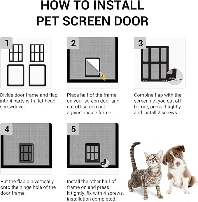 PETLESO Dog Door for Sliding Door, Lockable Dog Screen Door with Magnetic Closure Easy Install Pet Door for Dogs Cats, Inner Flap 11.2"x14.4" White