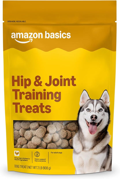 Amazon Basics Chicken Flavor Hip & Joint Training Treats for Dogs, 2 lb. Bag (32 oz) (Previously Wag)