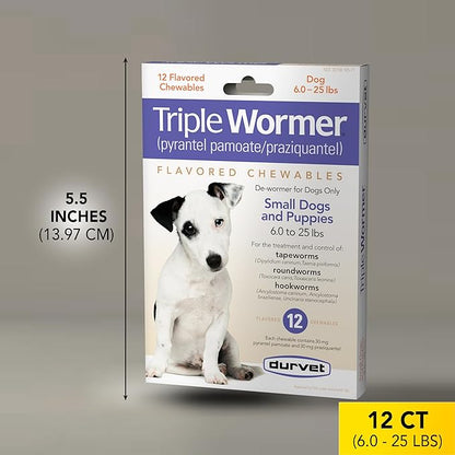 Durvet 12-Pack Triple Wormer Tablets for Puppies and Small Dogs