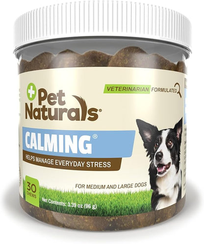 Pet Naturals Calming Chews for Medium and Large Dogs, Anxiety Relief with Gentle Ingredients for Thunder, Fireworks, Barking, Calming Dog Treats, Chicken Flavor, 30 Count