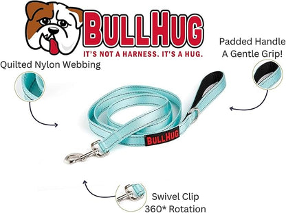 BULLHUG 6 FT Bulldog Leash with Padded Handle. Perfect for Bulldogs, French Bulldogs, Pugs & All Breeds. Leashes for Walking, Training Lead for Bulldogs (Reflective Stitching, Black)