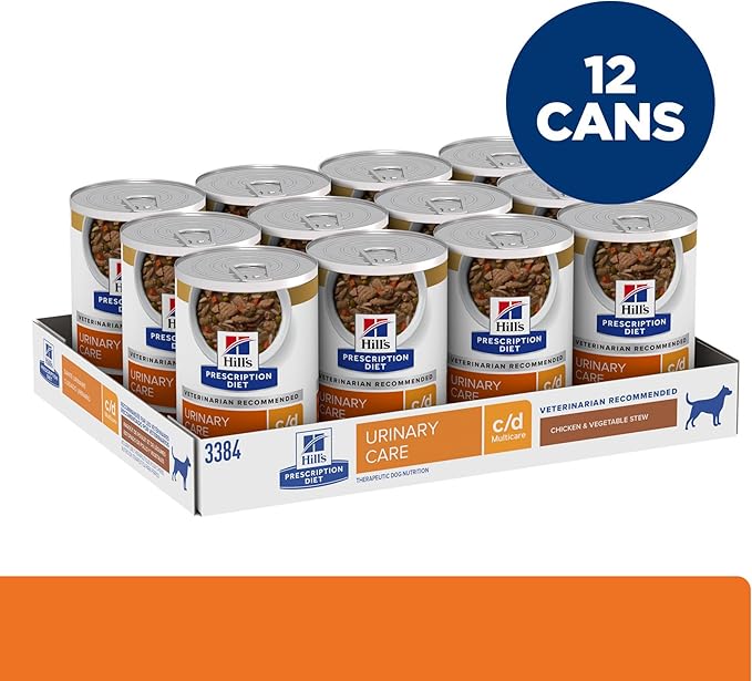 Hill's Prescription Diet c/d Multicare Urinary Care Wet Dog Food, Chicken & Vegetable Stew, 12.5 oz. Cans, 12-Pack