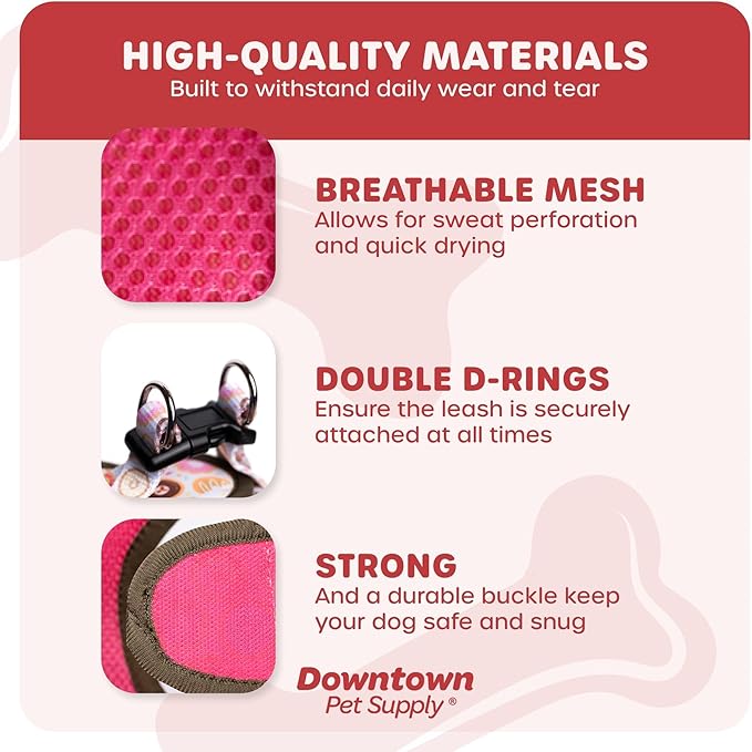 Downtown Pet Supply Step-in Dog Harness – No Pull, Adjustable Padded Mesh with Reflective Trim, Secure Buckle Strap – Comfortable & Breathable Small Dog Harness, X-Small, Donut