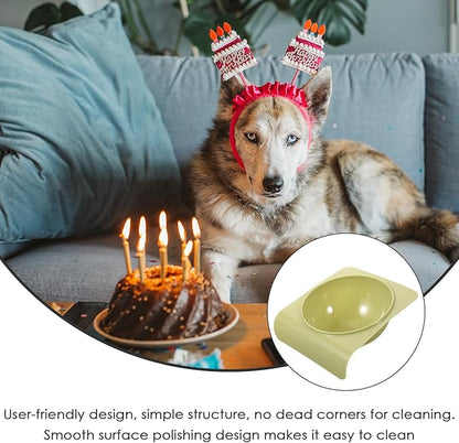 Milisten Pet Plastic Dog Bowl with Anti-Neck Slope Design, Wall-Mounted Single Feeding and Water Dish, Green Puppy Feeding Bowl for Home Use