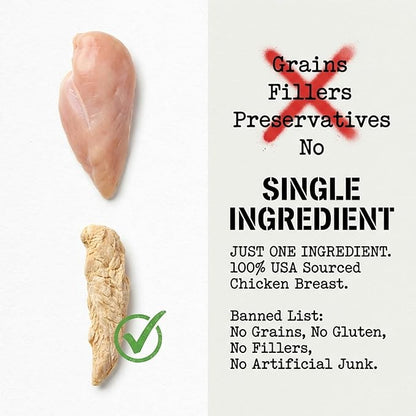 Freeze Dried Chicken Breast for Dogs & Cats (16oz) – Single Ingredient Dog Treats – USA Sourced & Made – High Protein, All Natural, Grain Free – Raw Freeze-Dried Training Treats