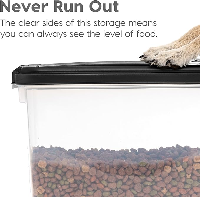 IRIS USA Dog Food Storage Container 30 lb + 11lb Airtight Combo, Stackable Pet Food Storage Bin with Wheels for Cat Dog Food, BPA Free, Made in USA, Black