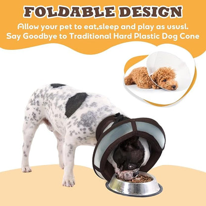 Soft Dog Cone for Dogs After Surgery,Foldable Dog's Cone Collar,Adjustable E Collar Alternative to Stop Licking,Pet Cones for Dog,Doggy Surgery Collar,Dogs Recovery Collars & Cones,Brown,M