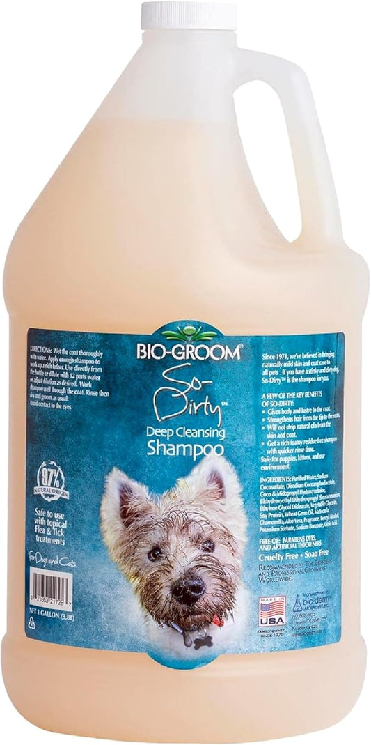 Bio-Groom So-Dirty Dog Shampoo - Quick Rinse Pet Shampoo, Dog Bathing Supplies, Puppy Wash, Dog Grooming Supplies, Cruelty-Free, Made in USA, Shampoo for Smelly Dogs - 1 Gallon