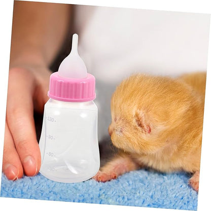 2Pcs Kitten Nursing Bottles Pet Feeder with Scale for Puppies and Newborn Small Animals Hand-Feeding Milk Container in Yellow and Pink