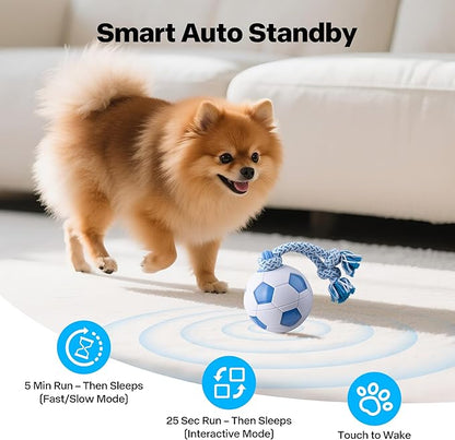Pet Prime Interactive Dog Ball Toy with Rope,Rechargeable Automatic Rolling Ball with Motion Activated,3 Play Modes for Medium/Large Dogs, Self-Moving Toy to Keep Pets Busy and Entertained