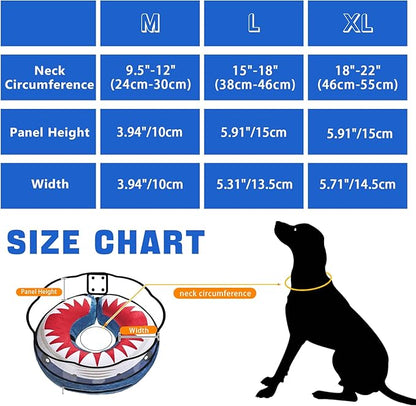 Inflatable Dog Cone Collar Soft Dog Cone Alternative After Surgery to Stop Licking for Large Medium Dogs Recovery Donut Cone Adjustable Neck Collar with Enhanced Anti-Licking Shield,Shark Blue,XL