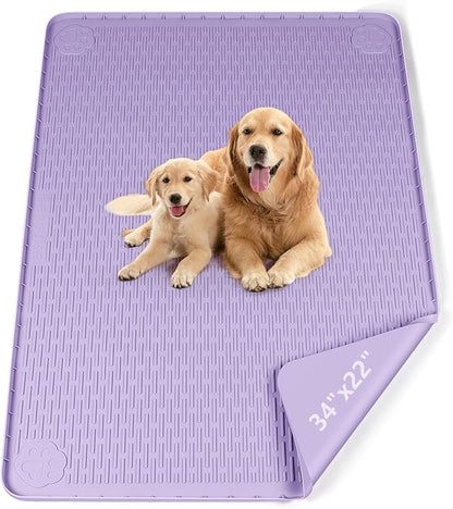 Pee Pads for Dogs, 34" x 22" Extra Large Reusable Silicone Mat, Washable Puppy Training Pads for Potty Training, Non-Slip, Leak-Proof, Indoor Floor Protection (Purple)