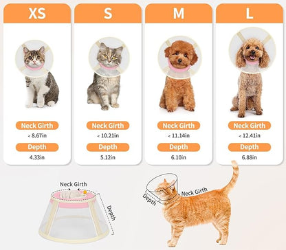 Cat Cone Collar Soft- Adjustable Comfortable Air Mesh Recovery Cone After Surgery to Stop Licking and Scratch, Alternative to Plastic Elizabethan Collar for Cat, Whiskers Freedom (Pink, S)