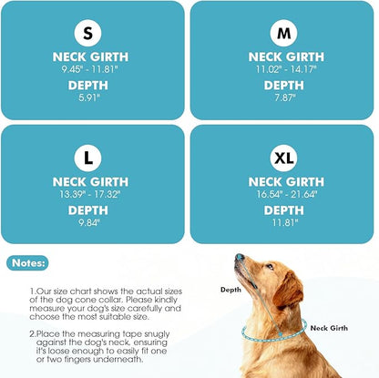 Clear Dog Cone, Elizabethan Collar for Dogs to Stop Licking, Plastic Pet E-Collar Alternative After Surgery, Adjustable Dog Recovery Cone for Wound Healing