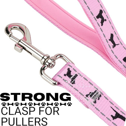 EcoBark Dog Leash - Soft & Reflective Comfort Training Leashes with Padded Handle - Strong Durable Heavy Duty - Training and Pulling for Small, Medium or Large Dogs (Baby Pink)