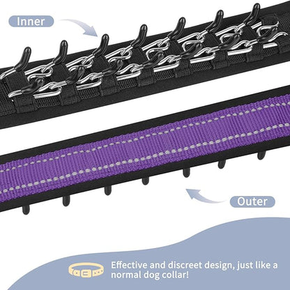 Mayerzon Martingale No Pull Collar for Medium Large Dogs, Patented Anti Pull Dog Collar with Buckle for Walking Training, with Reflective Stitching and Neoprene Padding, Adjustable(Purple, L)