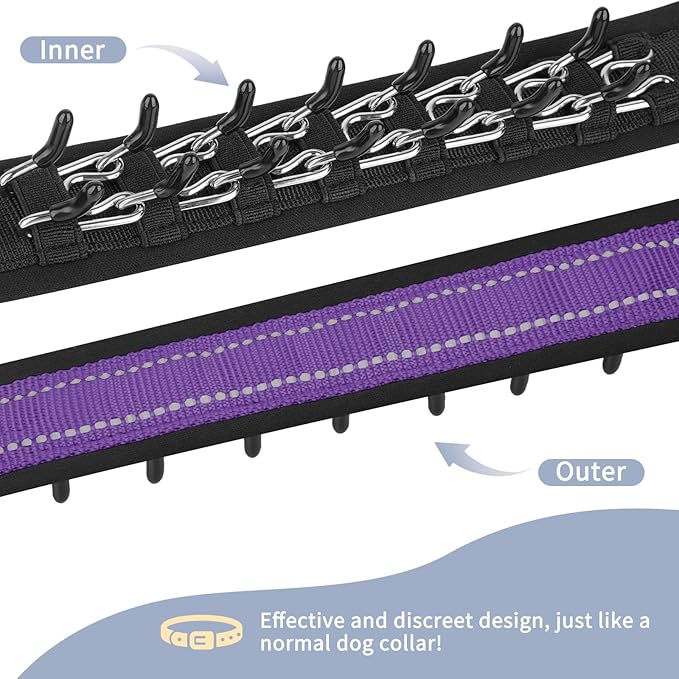 Mayerzon Martingale No Pull Collar for Medium Large Dogs, Patented Anti Pull Dog Collar with Buckle for Walking Training, with Reflective Stitching and Neoprene Padding, Adjustable(Purple, M)