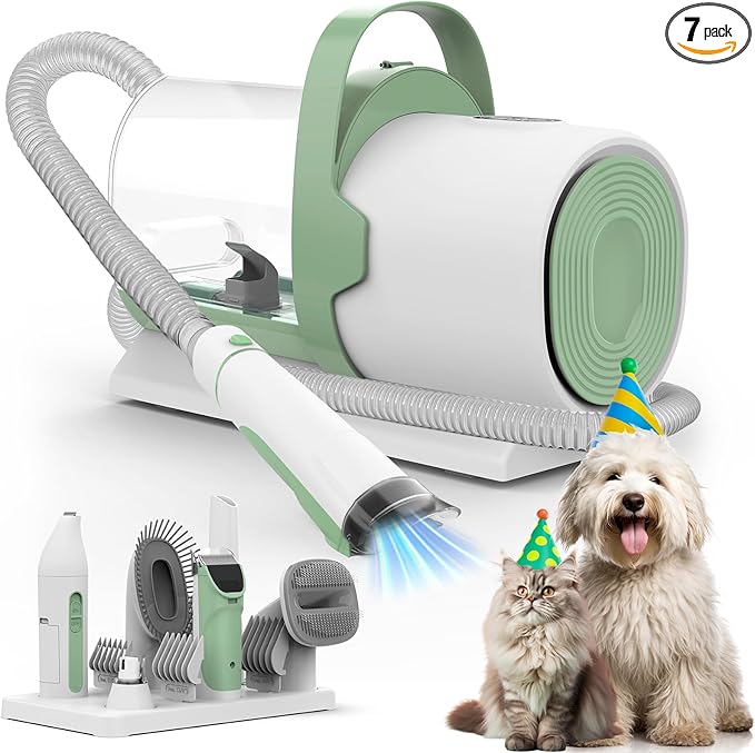 Dog Grooming Vacuum, Pet Grooming Kit with Clipper Nail Trimmer Grinder, 2.5L Dust Cup 7 Grooming Tools 11000Pa Dog Hair Vacuum for Shedding Grooming, Home Cleaning, PG50 Plus