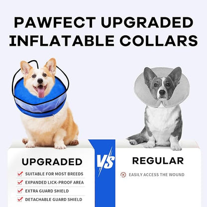 Inflatable Dog Cone Collar-Enhanced Anti-Licking Protective Cone with Adjustable Strap-Soft Dog Donut Collar Recovery Cone for Pets After Surgery(Blue, XL)