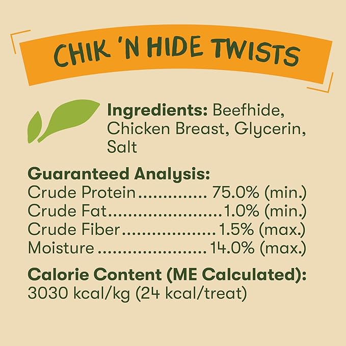 Pet 'n Shape Chik 'n Hide Twists – Chicken Wrapped Rawhide Natural Dog Treats, Small, 16 oz