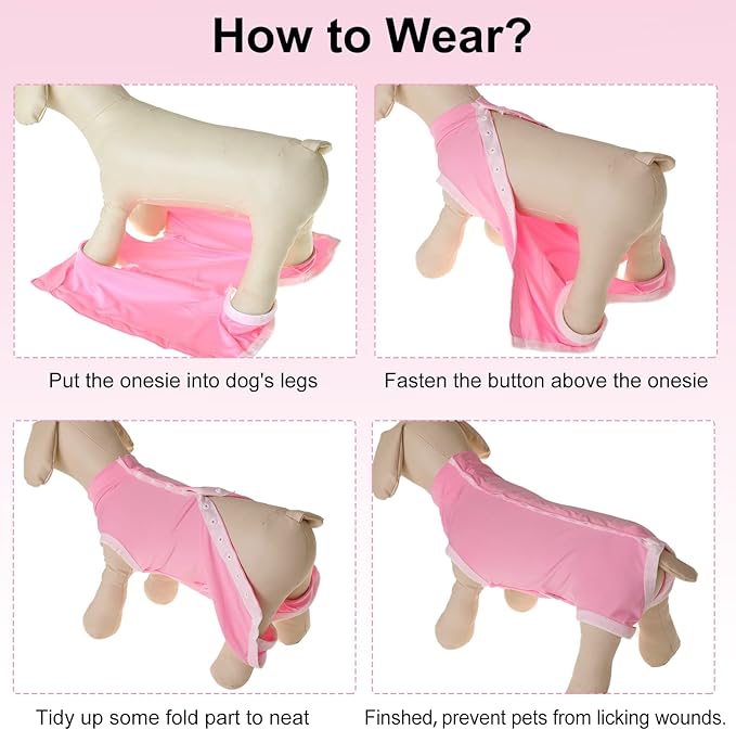 SAWMONG 2 Pack Recovery Suit for Dogs After Surgery, Dog Recovery Suit Soft Polyester, Pet Spay Surgical Suit Female Male, Dog Onesie Body Suit Substitute E-Collar Cone,L