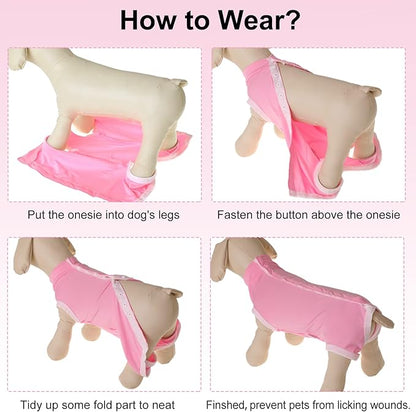 SAWMONG 2 Pack Recovery Suit for Dogs After Surgery, Dog Recovery Suit Soft Polyester, Pet Spay Surgical Suit Female Male, Dog Onesie Body Suit Substitute E-Collar Cone,L