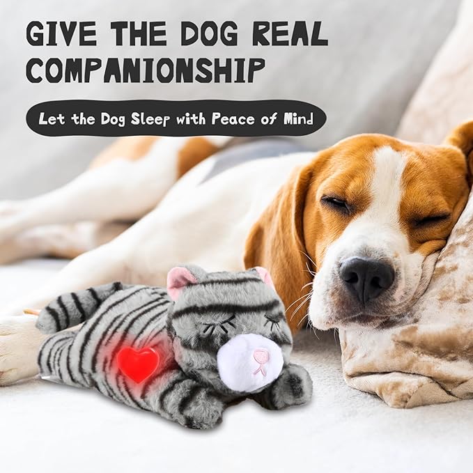 Puppy Toys with Heartbeat,Puppy Sleep Aid Toy,Small Dog Training Toys for Separation Anxiety Relief,Pets Plush Toys for Dogs Cats (Grey)