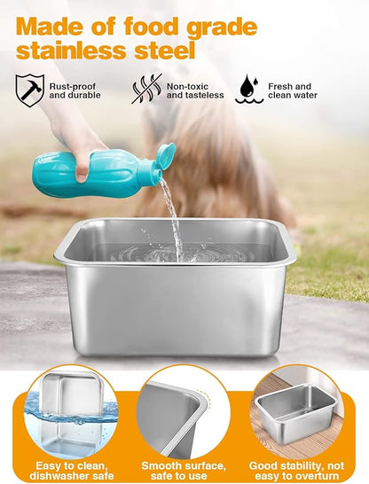 3 Gallons Extra Large Dog Bowls - Durable Food Grade Stainless Steel Dog Water and Food Bowl No Spilling, High Capacity for Large Breed Dogs Indoor Outdoor