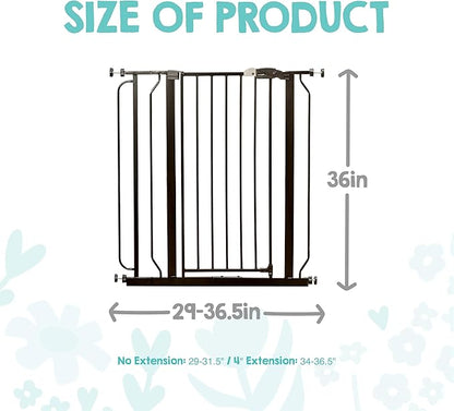 Regalo Safety 36" Extra Tall Baby Gate for Doorways & Bottom of Stairs, Pressure Mounted Walk Through Gate for Babies, Toddlers & Pets, Tested & Safe for 30 Years, American Designed, American Owned
