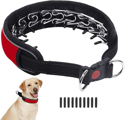 Martingale No Pull Dog Collar for Large Medium Dogs Training Walking, Heavy Duty Nylon Reflective Adjustable Anti Pull Slip Collar with Buckle L Red