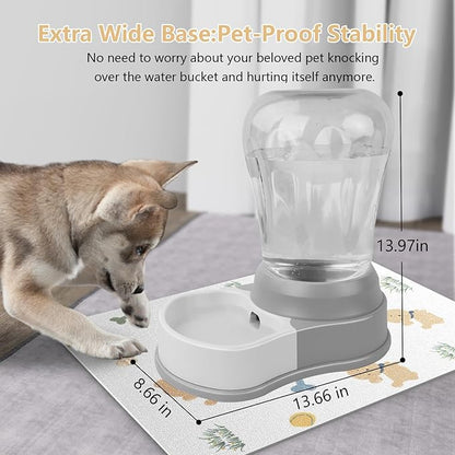 STALTWO 1.6 Gallon Automatic Dog Water Dispenser, Premium Large Capacity Gravity Pet Water Bowl with Non-Slip Mat for Multiple Pets, BPA-Free Cat Water Feeder for Large Dogs, Refill Less Often, Grey