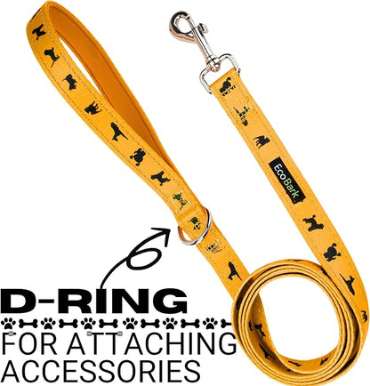 EcoBark Dog Leash - Soft & Reflective Comfort Training Leashes with Padded Handle - Safe, Strong, & Durable for Small, Medium or Large Dogs (Yellow)