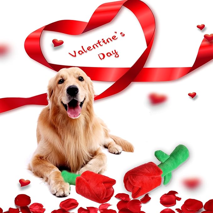 lilfrd Rose Puzzle Dog Toy, Valentine's Day & Christmas Gift, Squeaky Crinkle Enrichment Snuffle Mat, for Small Medium Large Dogs & Puppies