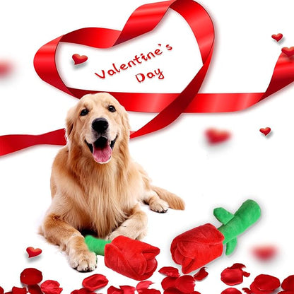 lilfrd Rose Puzzle Dog Toy, Valentine's Day & Christmas Gift, Squeaky Crinkle Enrichment Snuffle Mat, for Small Medium Large Dogs & Puppies