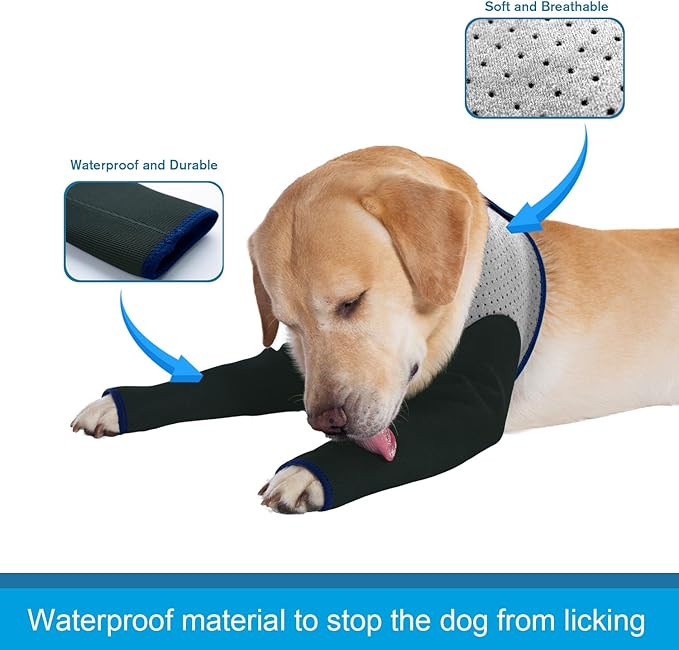 Coodeo Dog Recovery Sleeves, Cone Collar Alternative, Abrasion Resistant Dog Recovery Suit, Washable 2.5mm Thick and Waterproof, Pet Wounds Prevent Licking, Biting (Grey, XL)