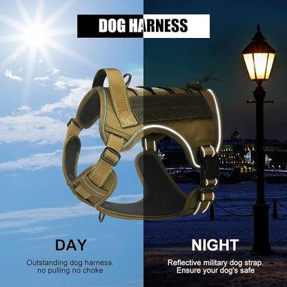 CBBPET Tactical Dog Harness for Small Medium Large Dogs No Pull Adjustable Harness Training Easy Control Pet Vest,Reflective Working Training (M(Neck:17-26,Chest:24-36))