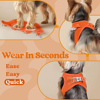 rabbitgoo Small Dog Harness, Step-in Soft Mesh Puppy Vest with Safety Buckle, Breathable Reflective Pet Harness for Large Dogs, Orange XXL