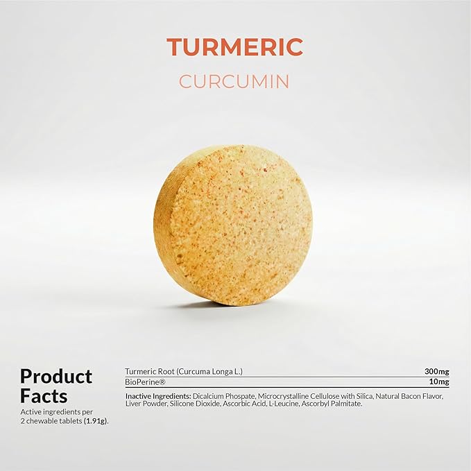 Turmeric for Dogs Anti Inflammatory Pain Relief - 120 Chewable Tablets - Hip & Joint Support Anti Inflammatory for Dogs with Curcumin and BioPerine (Turmeric Tablet)