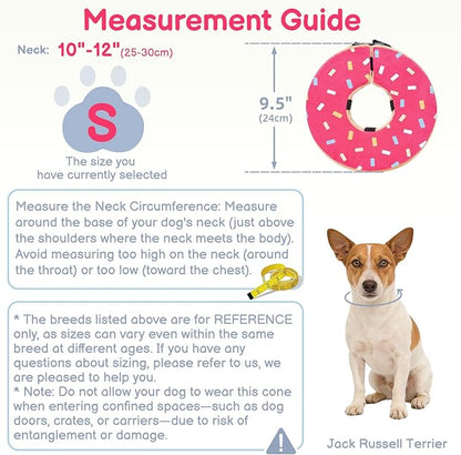 Sponge Dog Cone After Surgery, No Inflation Required Dog Donut Collar to Stop Licking, Inflatable Cone Alternatives for Medium Pets, Soft Recovery Collar with Protective Shield (Donut, S)