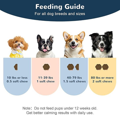 Melatonin for Dogs, Calming Chews for Dogs for Sleep, Fireworks, Storms, Thunder, Barking, Separation, Dog Calming Chews with Valerian Root & L-Theanine, 200 Count