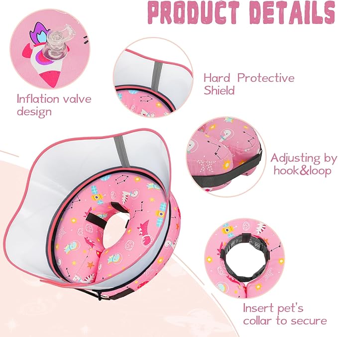 Elevated Inflatable Dog Cone Collar to Stop Licking, Dog Donut Collar After Surgery, Soft Dog Cone Alternative for Small Medium Large Dogs