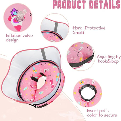 Elevated Inflatable Dog Cone Collar to Stop Licking, Dog Donut Collar After Surgery, Soft Dog Cone Alternative for Small Medium Large Dogs