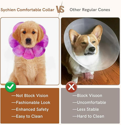 Dog Collar Cone Soft, Adjustable Cute Flower Shape for Claming Dog Cat Cone After Surgery, Pet Recovery Anti-Lick Collar
