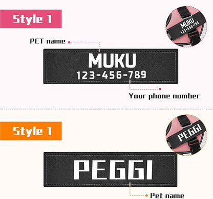MUMUPET Custom Dog Harness Vest with 2 Personalized Name & Phone Patches, No Pull Reflective Adjustable with Handle, Soft Breathable Padding for Large Dogs (Pink, L)