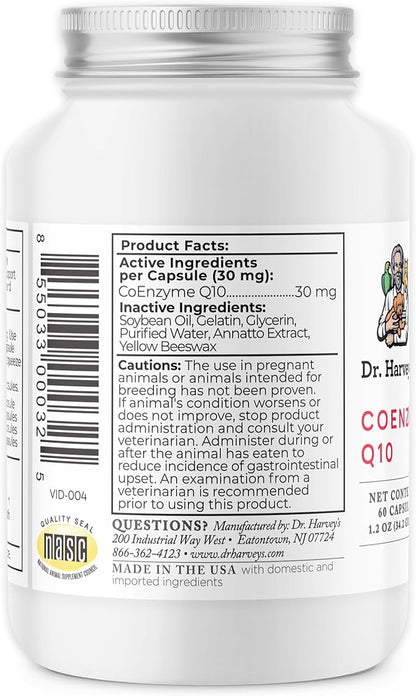 Dr. Harvey's Coenzyme Q10 - Heart & Cardiovascular Support Supplements for Dogs, 60 Capsules