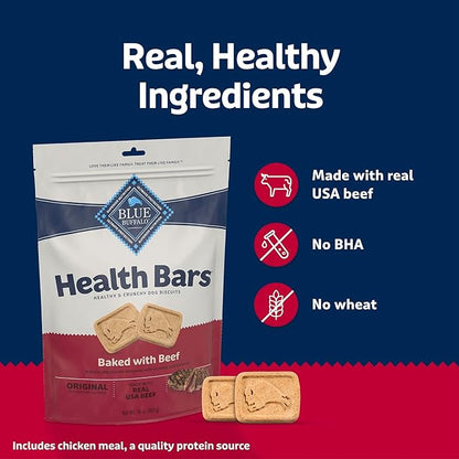 Blue Buffalo Health Bars Crunchy Dog Biscuits, Oven-Baked With Natural Ingredients, Beef, 16-oz Bag