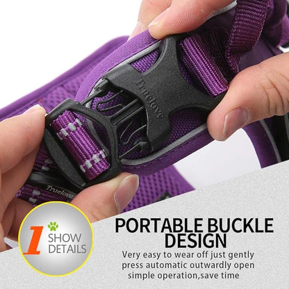 JUXZH Truelove No Pull Dog Harness with Easy Control Handle and 2 Leash Attachments ,Reflective Adjustable Pet Vest